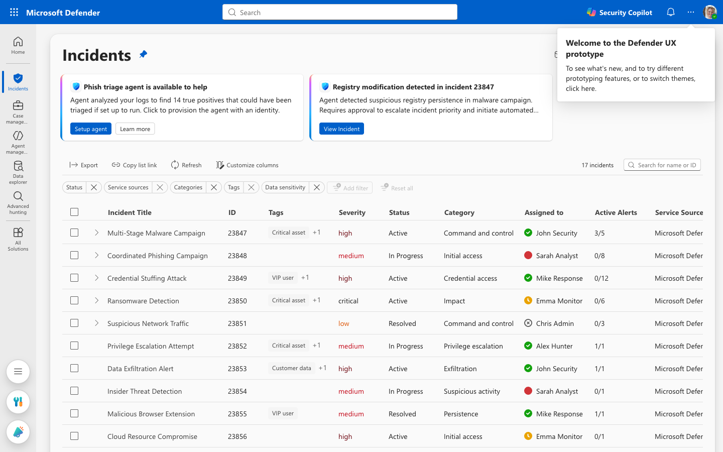 Incidents queue with agent assistance in context